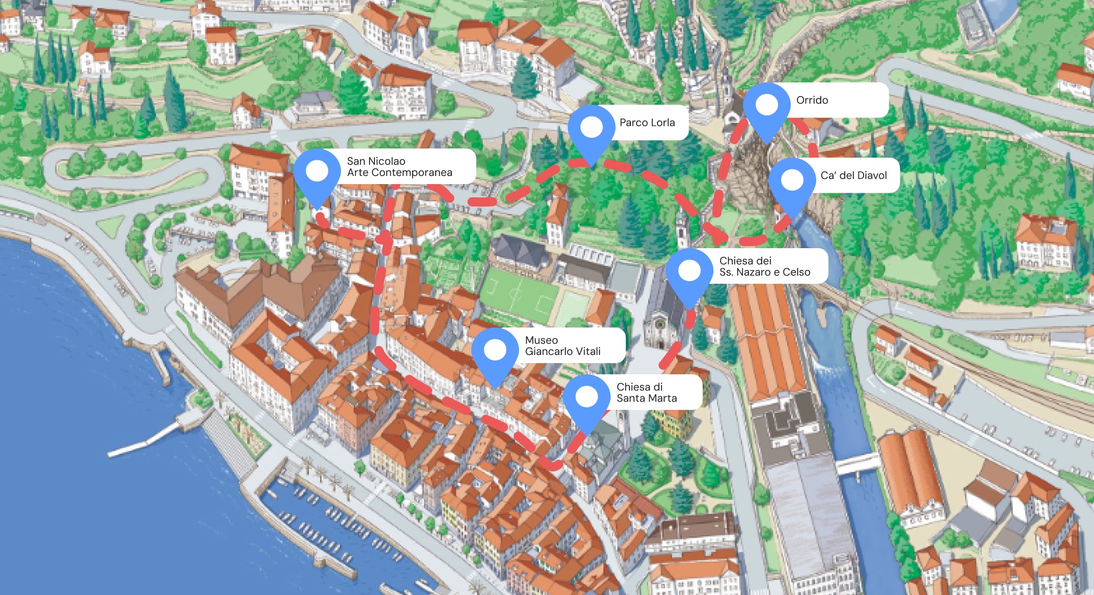 Mappa completa dell'itinerario